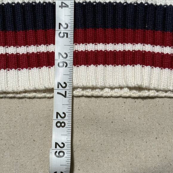 Vintage Tommy Hilfiger Sweater Vest Sz L White Cable Knit V Neck Preppy Academia - Picture 7 of 9
